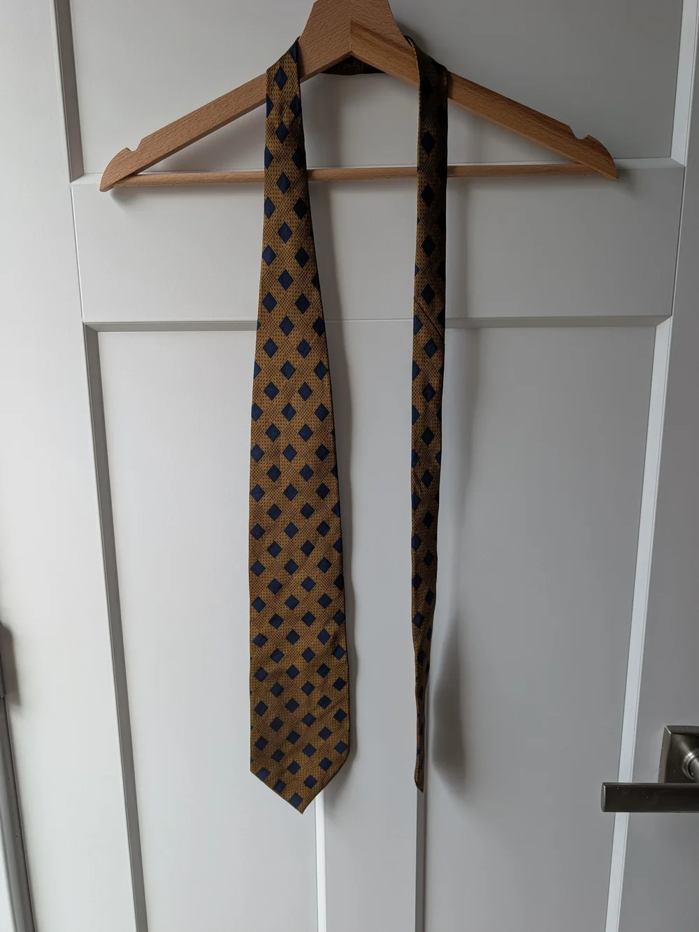 Vintage 100% Silk Tie, Tongue Tied, Brown/Gold and Navy
